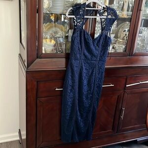 Elegant Navy Lace Dress